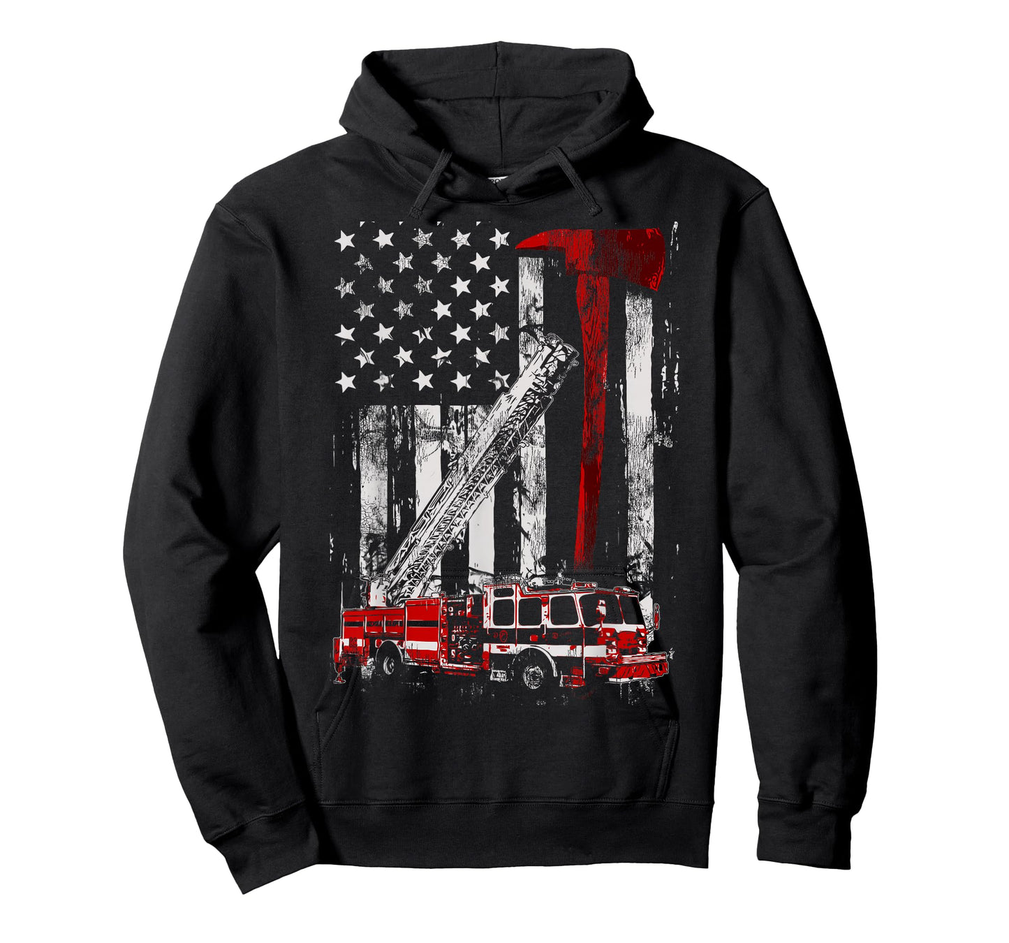 Fire Engine Truck Axe T-Shirt Thin Red Line Firetruck T-Shirt
