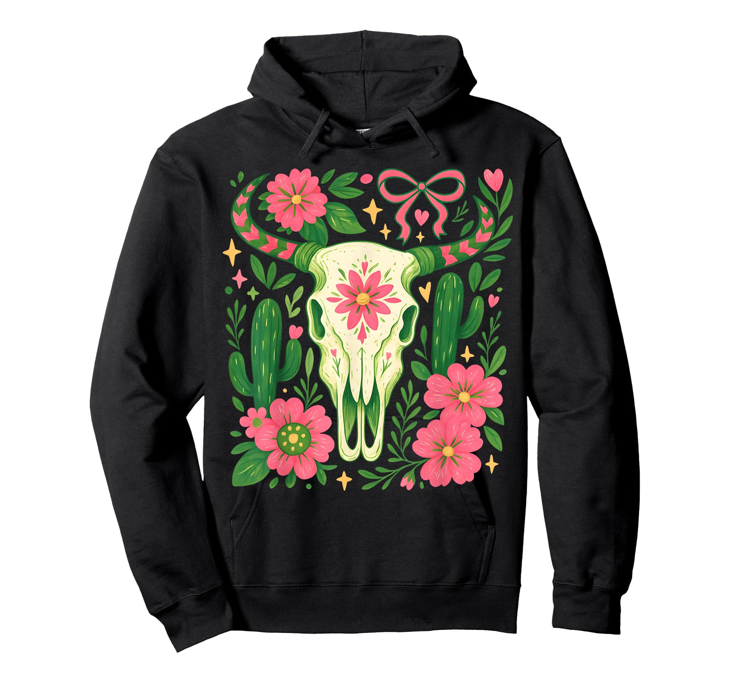 Boho Cow Bull Skull Boho Flowers Wild Western Cowgirl Texans T-Shirt