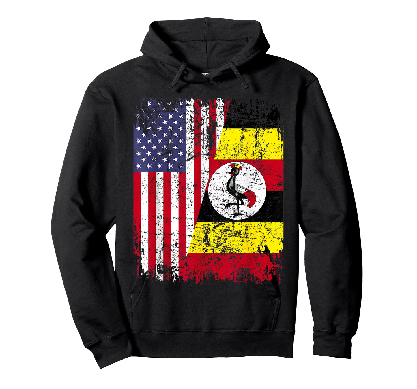 UGANDAN ROOTS | Half American Flag | UGANDA FLAG T-Shirt