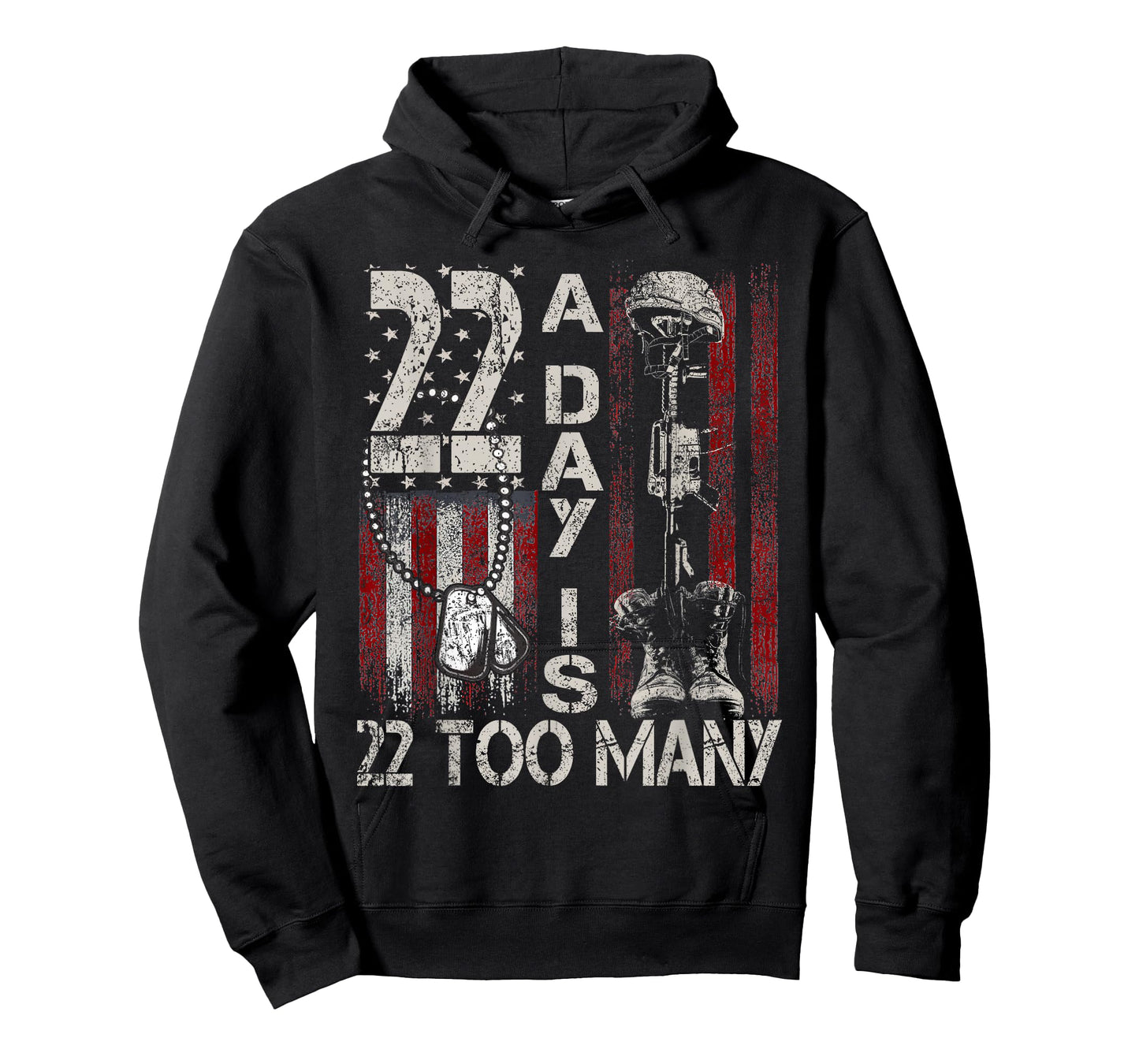 22 A Day Is 22 Too Many Veteran Lives Matter USA Flag T-Shirt