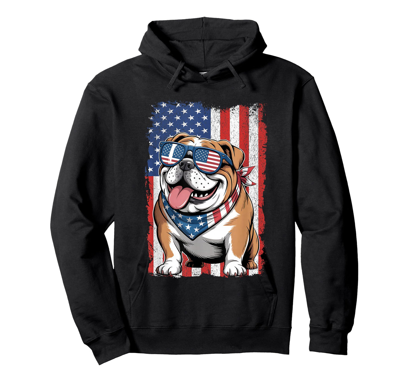 English Bulldog 4th of July Dog Patriotic USA Flag Man Woman T-Shirt
