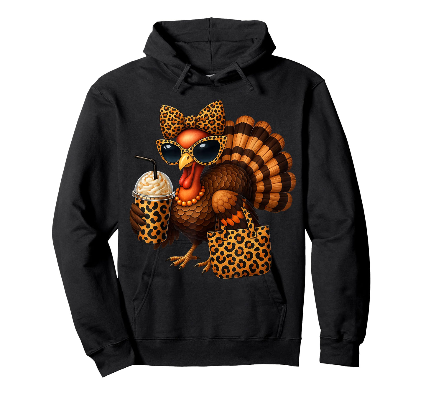 Turkey with Coffee Coquette Bow Thanksgiving Women Girl T-Shirt