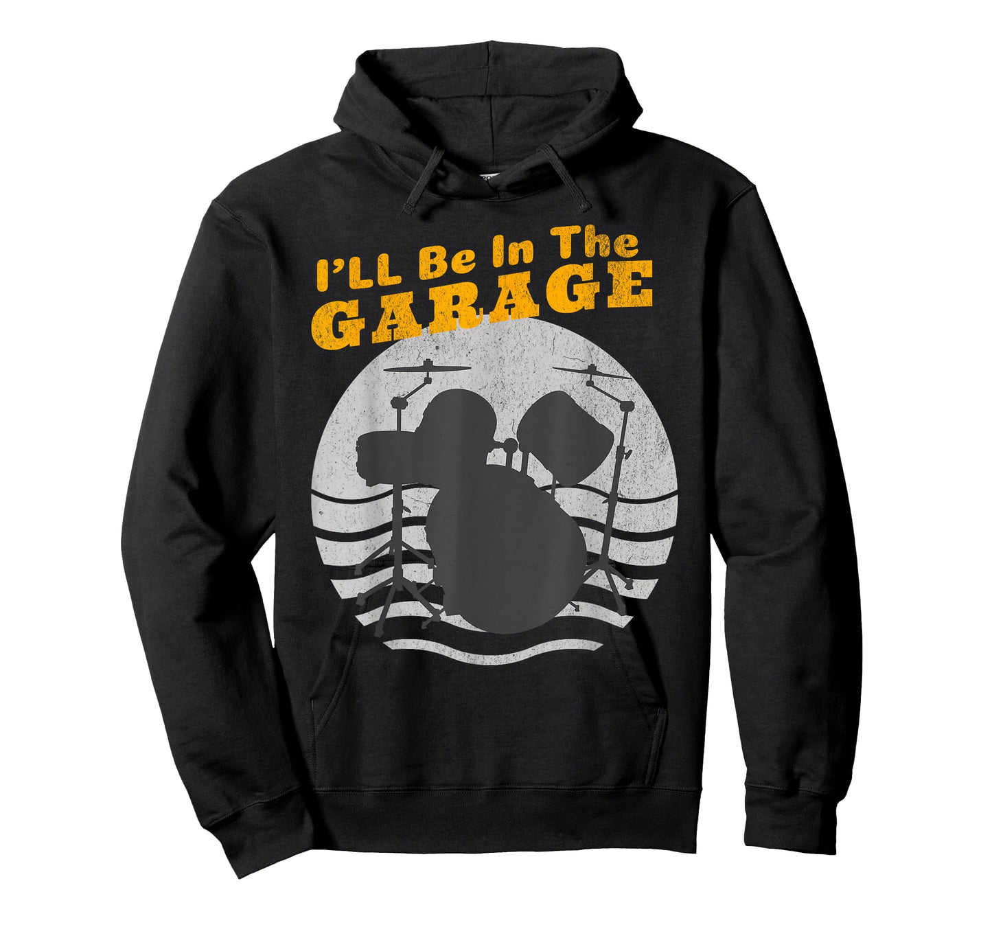 I'll Be in the Garage Drum Set Retro Sunset Funny Drummer T-Shirt
