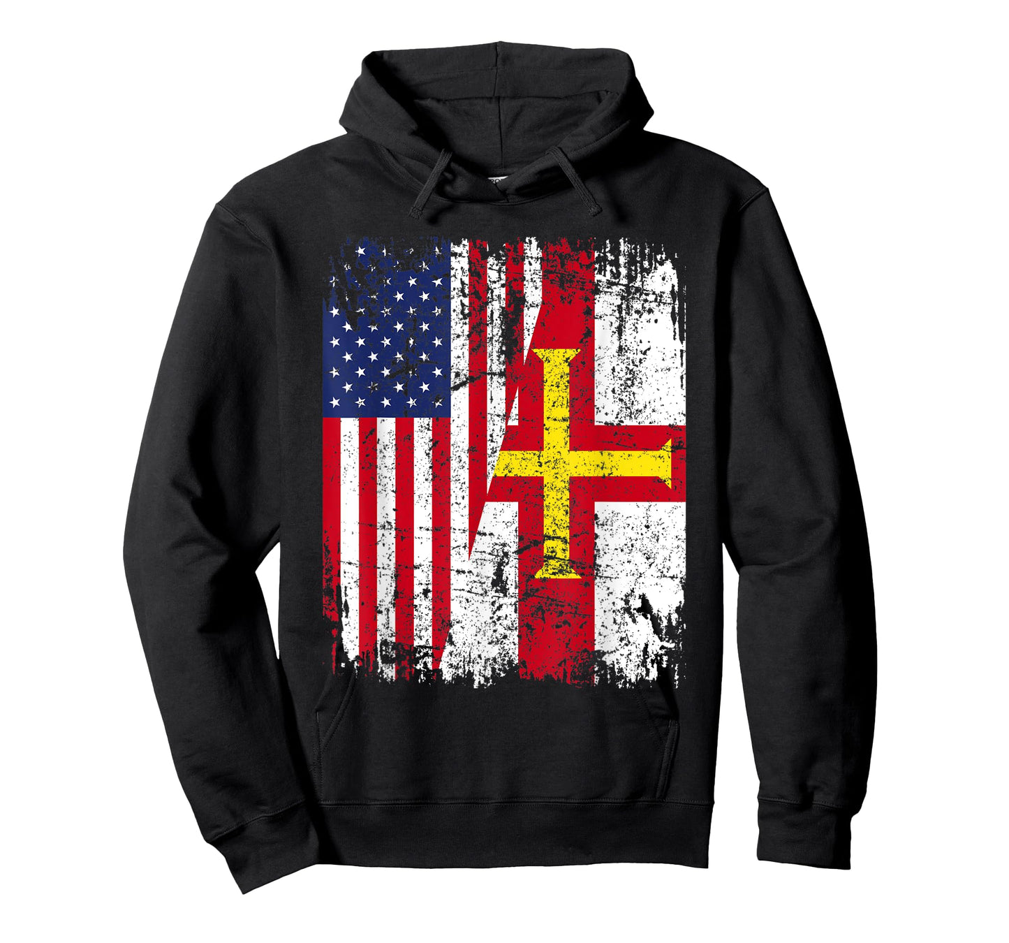GUERNSEY ROOTS | Half American Flag | GUERNSEY FLAG T-Shirt for Women Kids Men