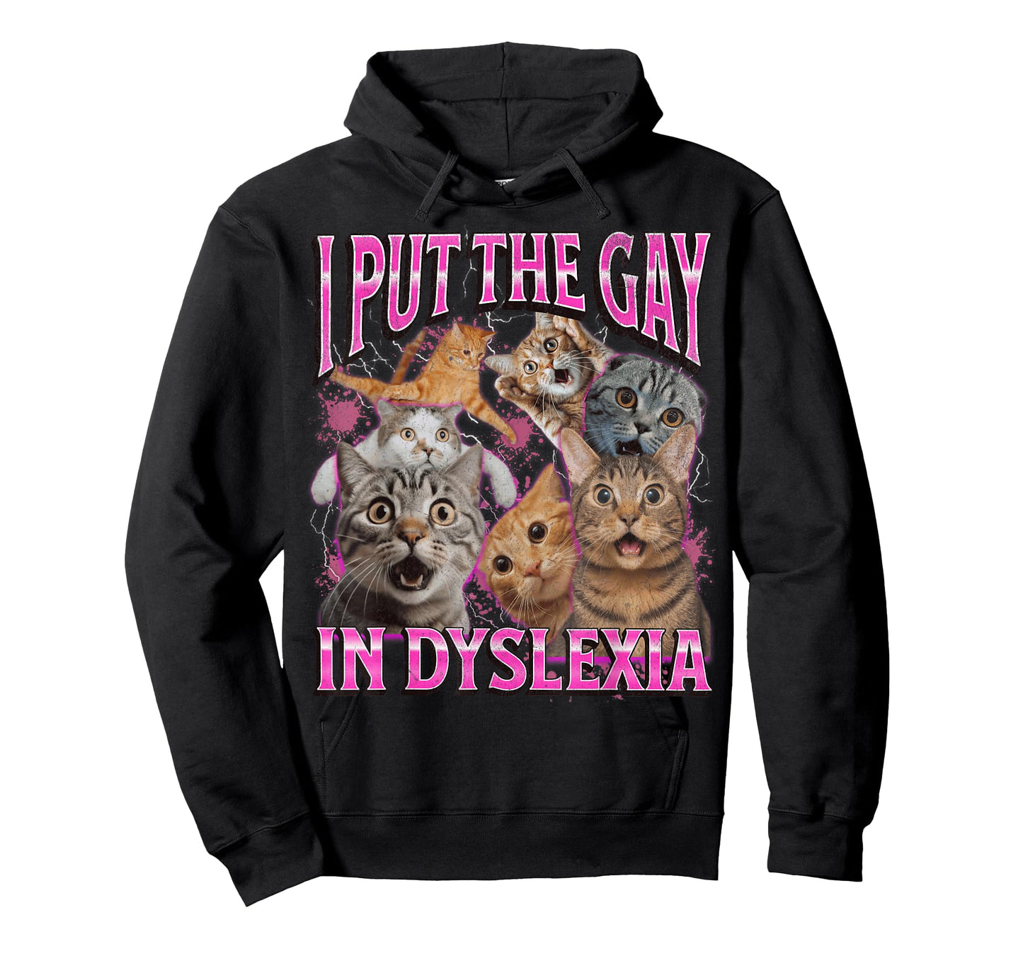 I Put The Gay In Dyslexia Funny Cat Meme Bootleg Graphic T-Shirt