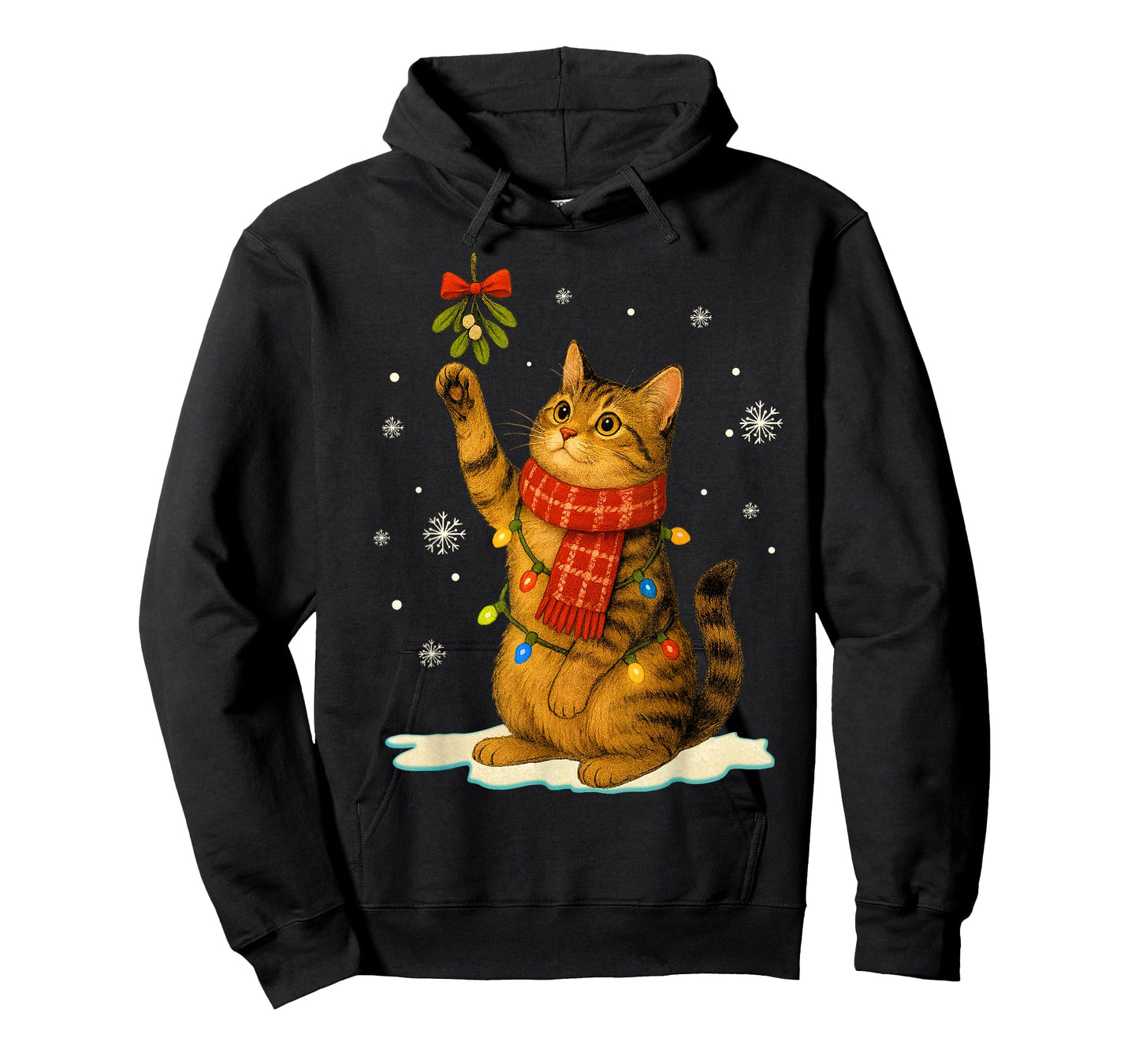Cat Christmas Mistletoe Vintage Cat Lover Holiday Women Kids T-Shirt