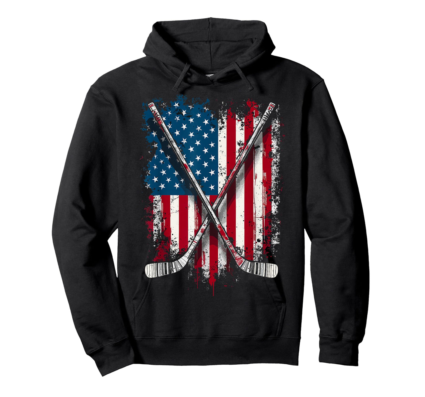 Hockey Stick USA Flag Hockey Player T-Shirt