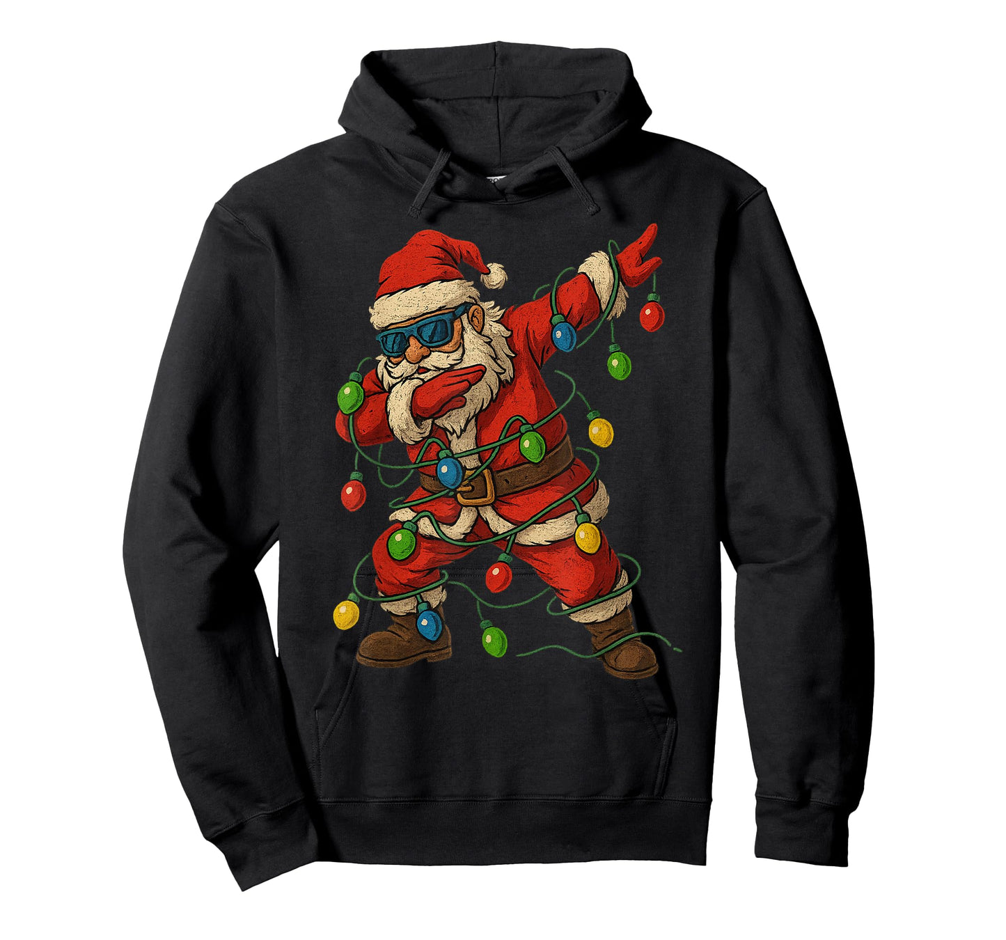 Christmas Dabbing Santa Boys Xmas Tree Lights T-Shirt