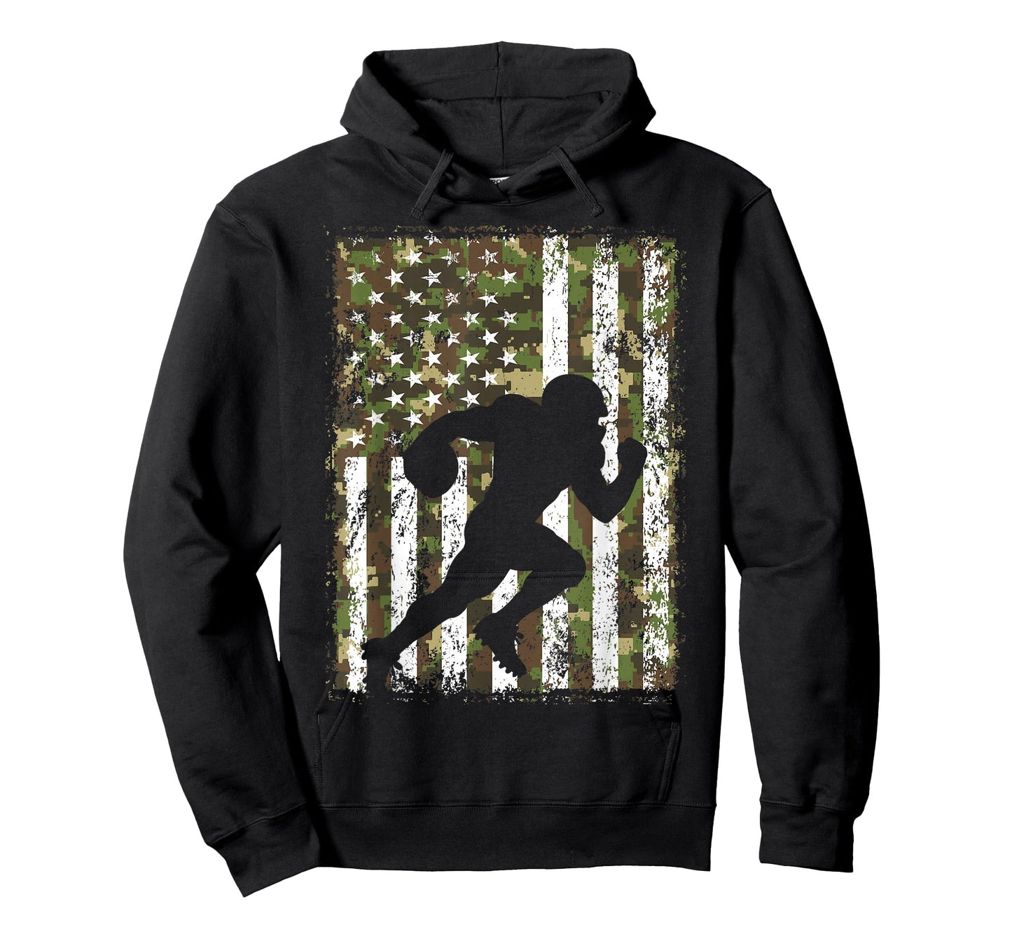 Vintage American Football Player Camo US Flag Patriotic Men T-Shirt