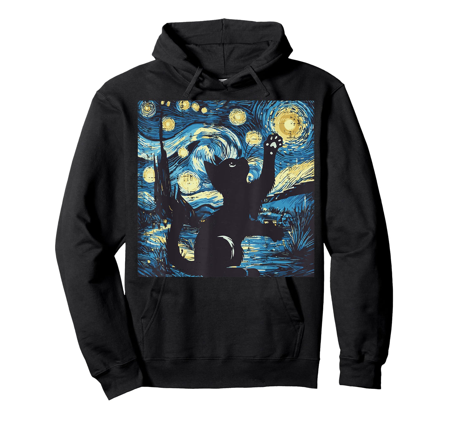 Cat Starry Night Painting Funny Van Gogh Art Men Women Kids T-Shirt