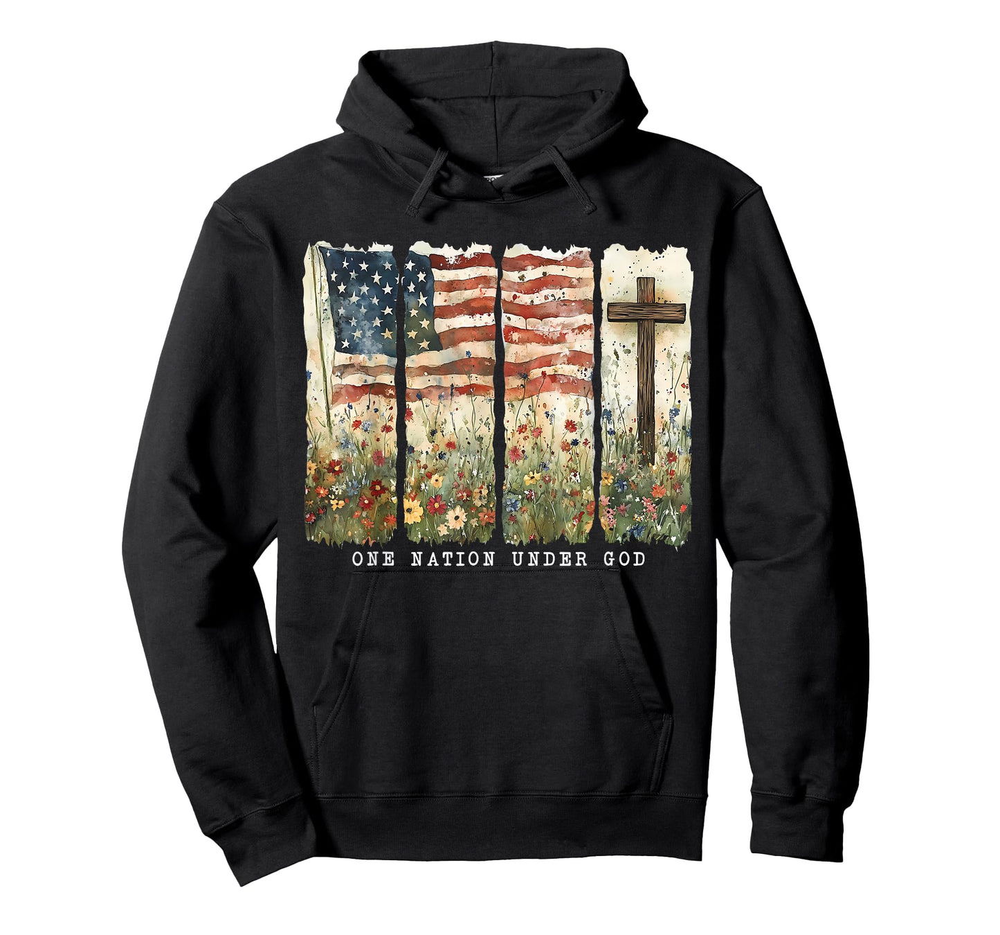 One Nation Under God Flag 4th of July Patriotic Christian T-Shirt