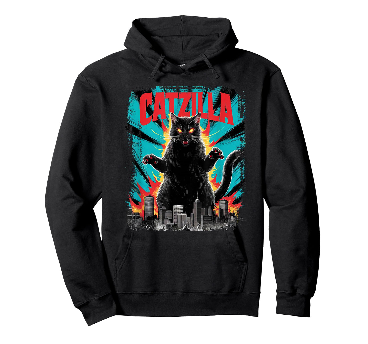Catzilla Funny Cat Graphic Japanese Cityscape T-Shirt