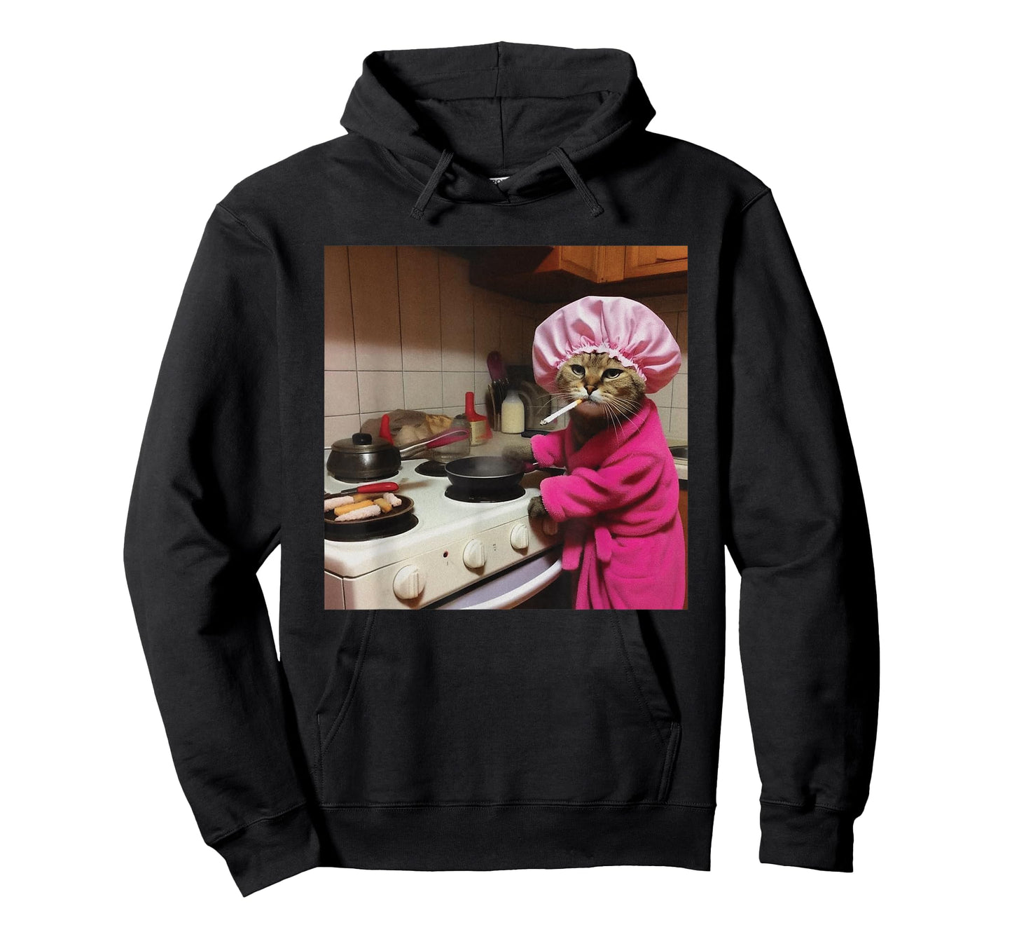 Housewife Cat Funny Ironic Cat Meme Y2K Brain Rot T-Shirt