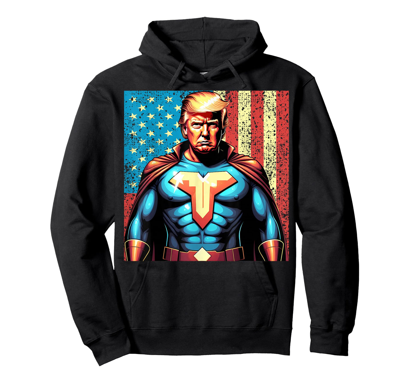 Donald Trump 2024 Superhero Distressed American Flag T-Shirt