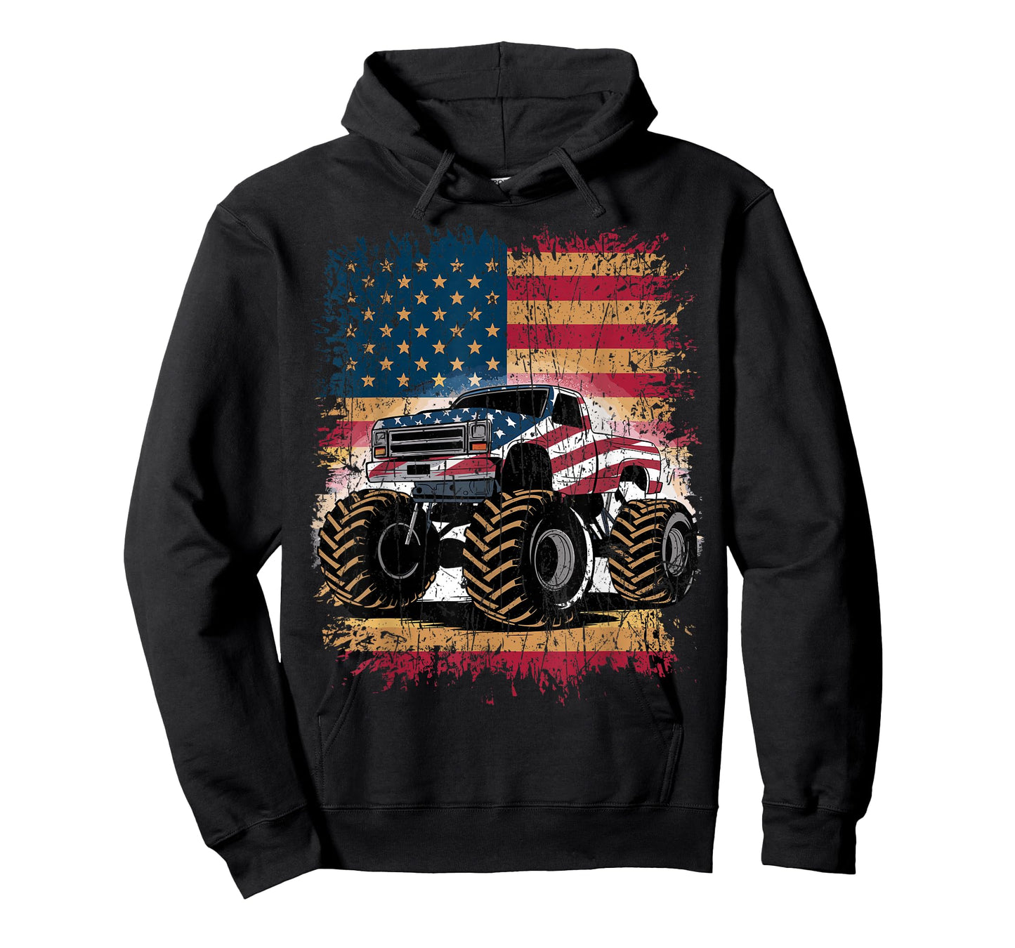 Monster Truck USA Flag American Patriotic T-Shirt