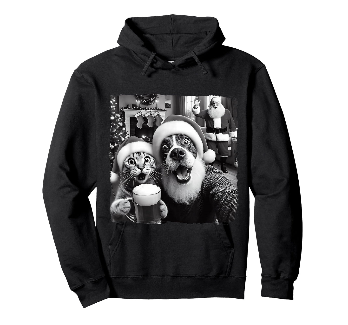 Funny Dog Cat Selfie Racoon Santa Christmas Trending T-Shirt