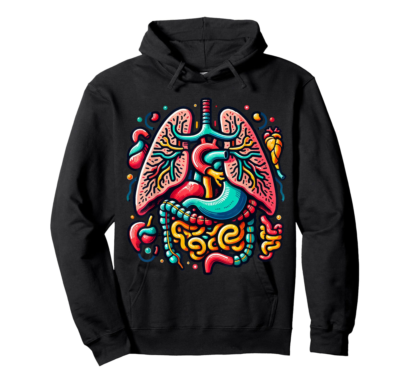 Colorful Human Body Anatomy Illustrated Internal Organs Art T-Shirt