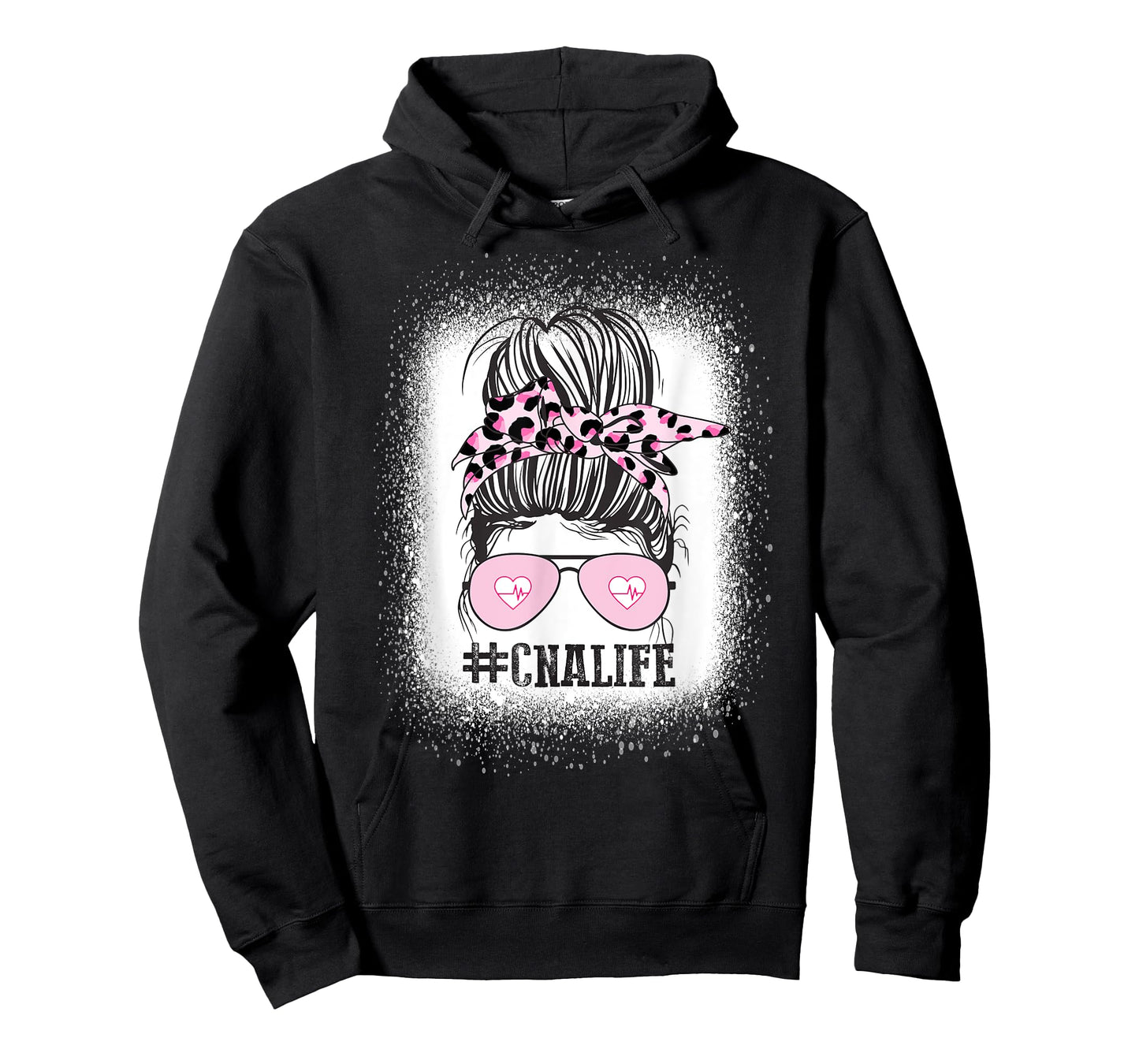 CNA Nurse Life Shirt, Bleached Messy Bun Nurse Leopard T-Shirt