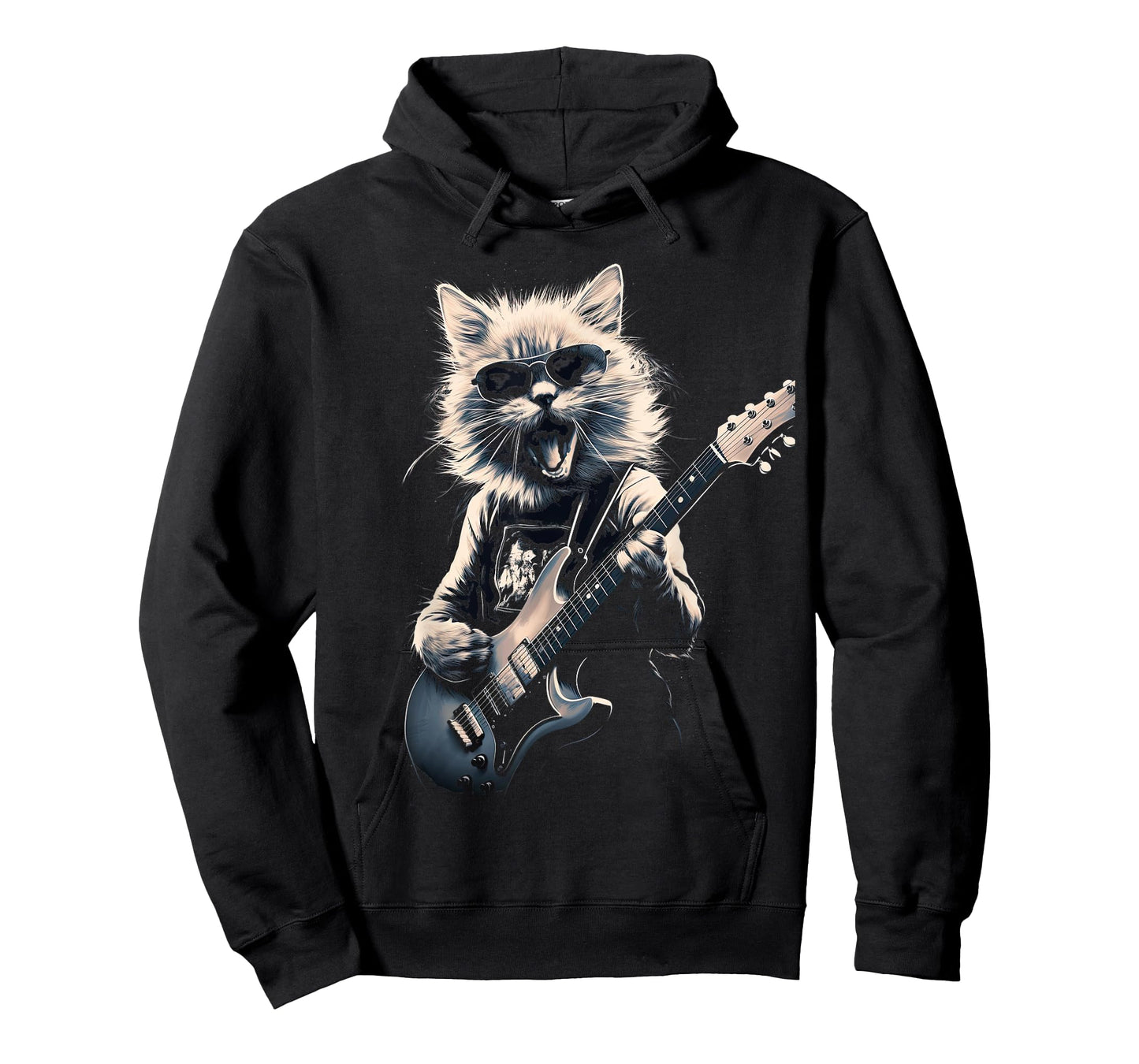 Cat Playing Bass Guitar Guitarist Rocker Cool T-Shirt
