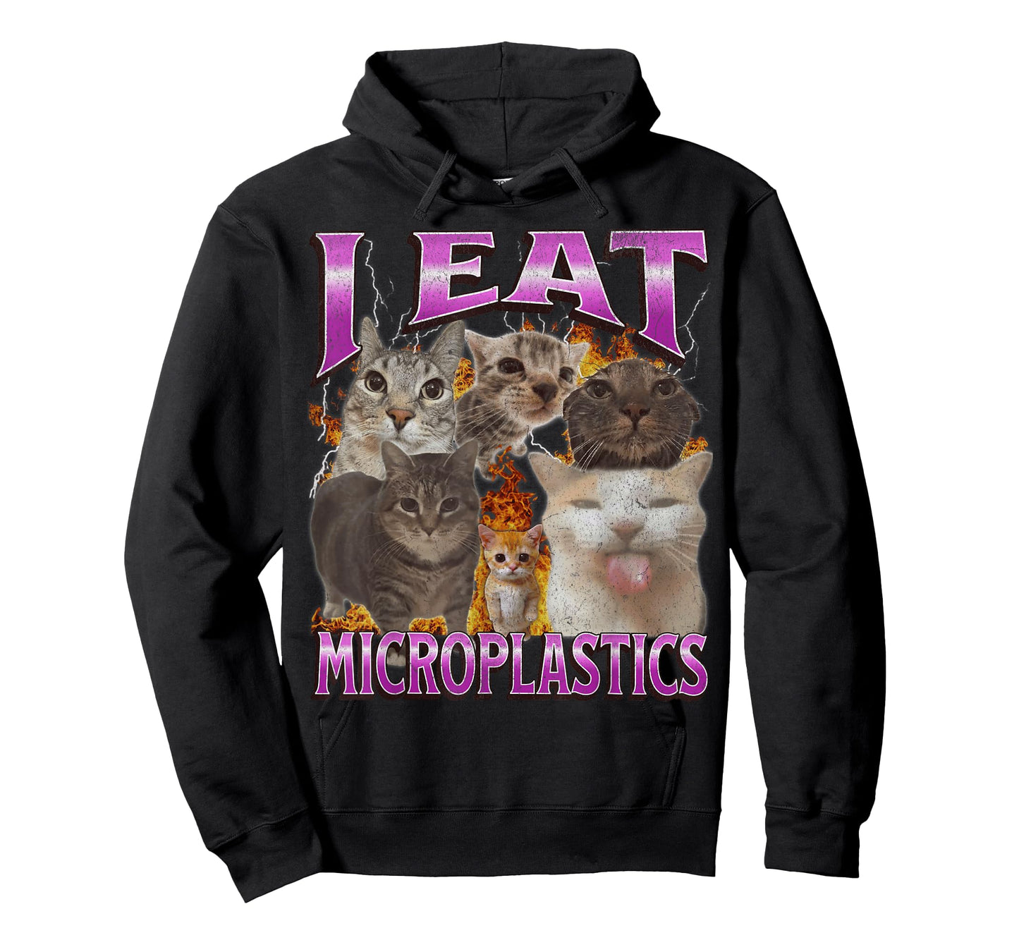 I Eat Microplastics Funny Cat Meme Bootleg Graphic T-Shirt