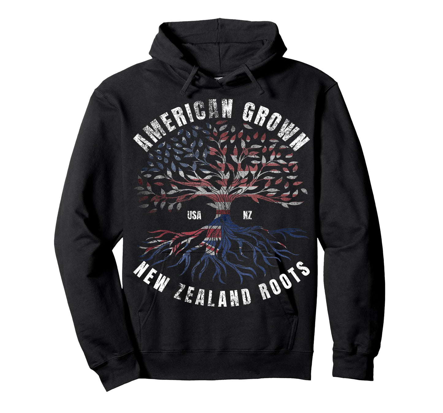 American Grown Kiwis Roots Graphic USA NZ New Zealand Flag T-Shirt