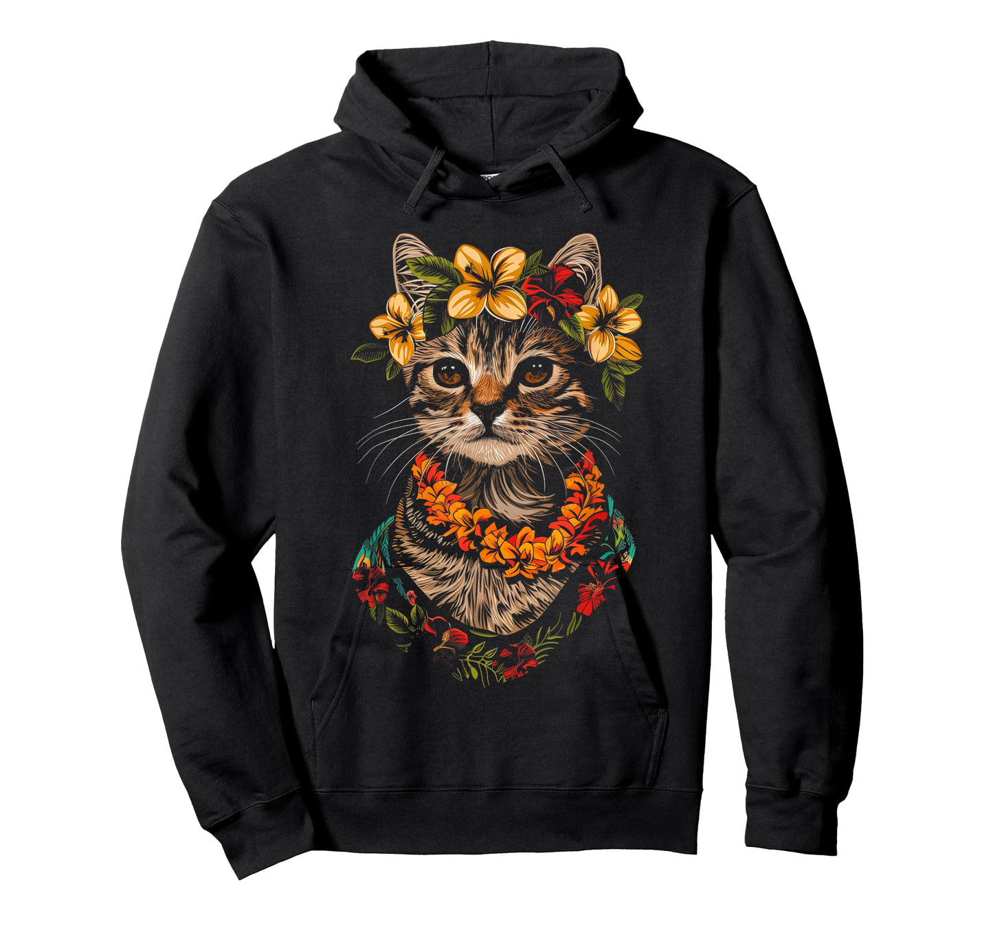 Cat Hawaiian Flowers Hula Hibiscus Funny Cute Hawaii T-Shirt