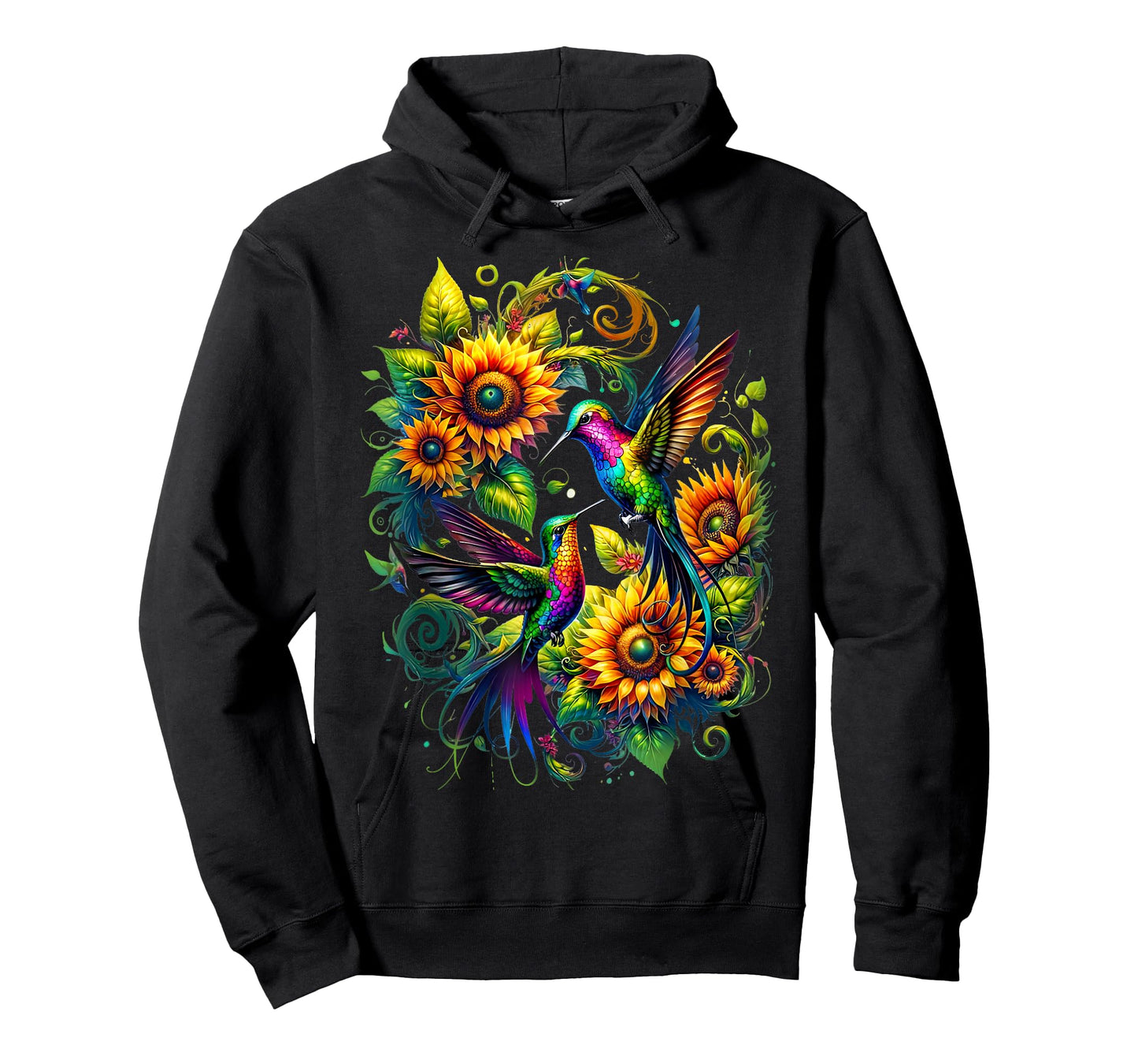 Colorful Hummingbird Sunflower Birds Watching Art Women Men T-Shirt