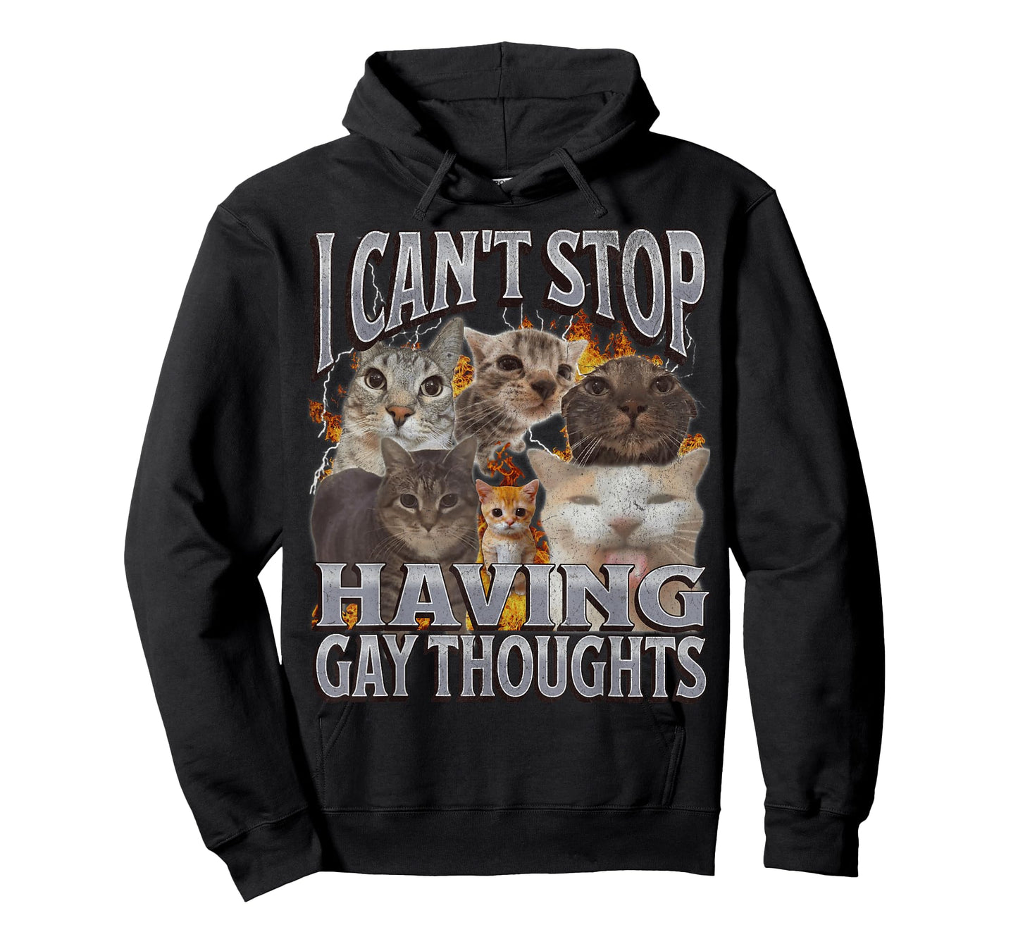 Can't Stop Having Gay Thoughts Funny Cat Meme Bootleg T-Shirt
