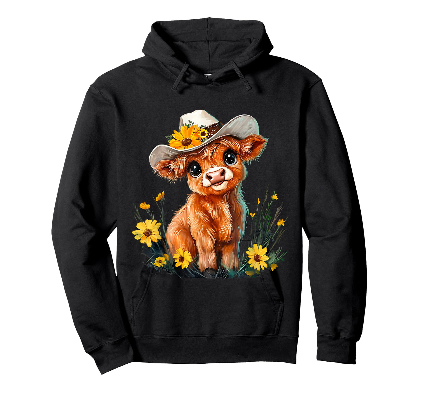 Cute Highland Cow Scottish Hairy Cattle Floral T-Shirt