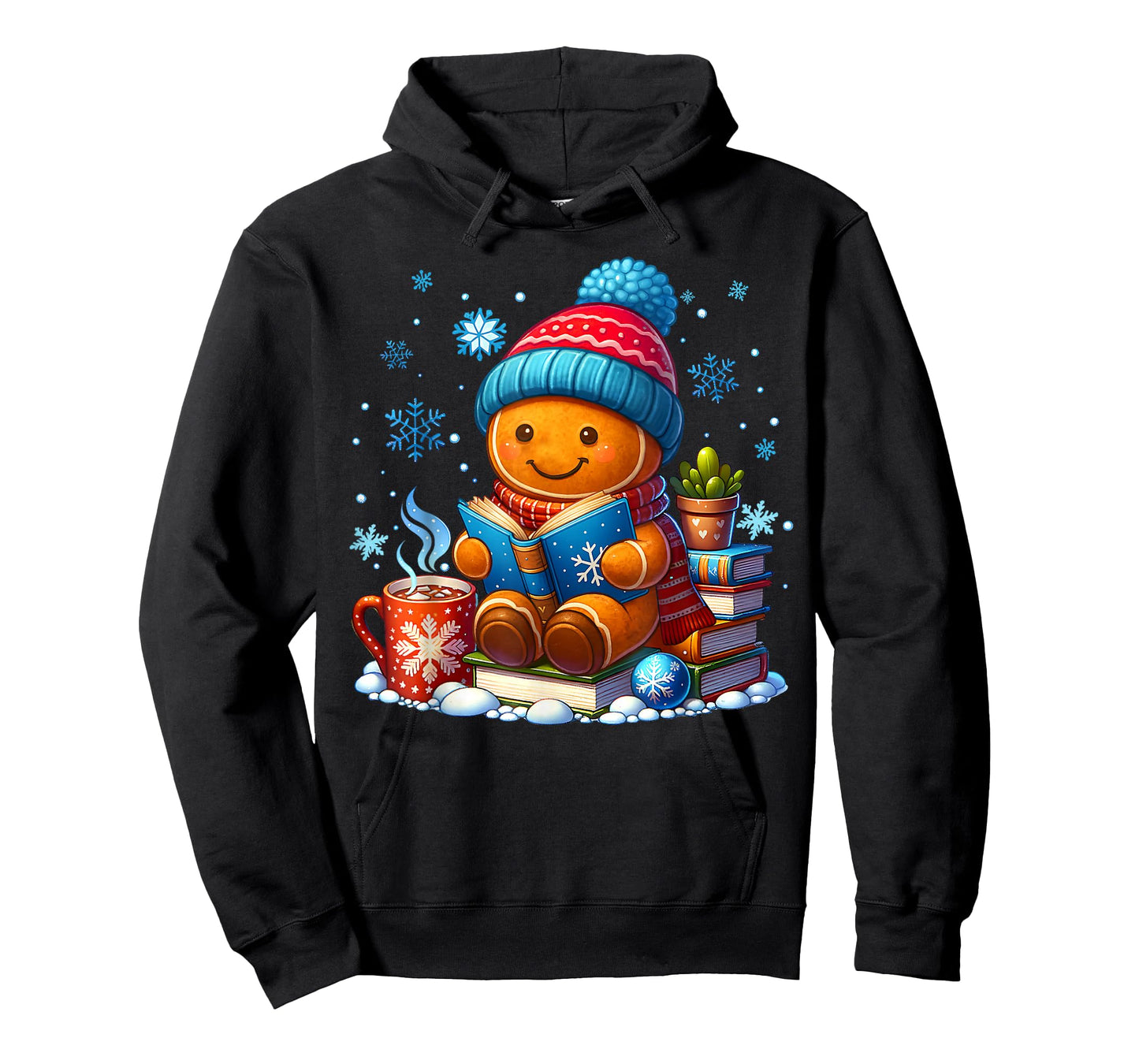 Gingerbread Reading Book Snowflake Christmas Pajamas Holiday T-Shirt