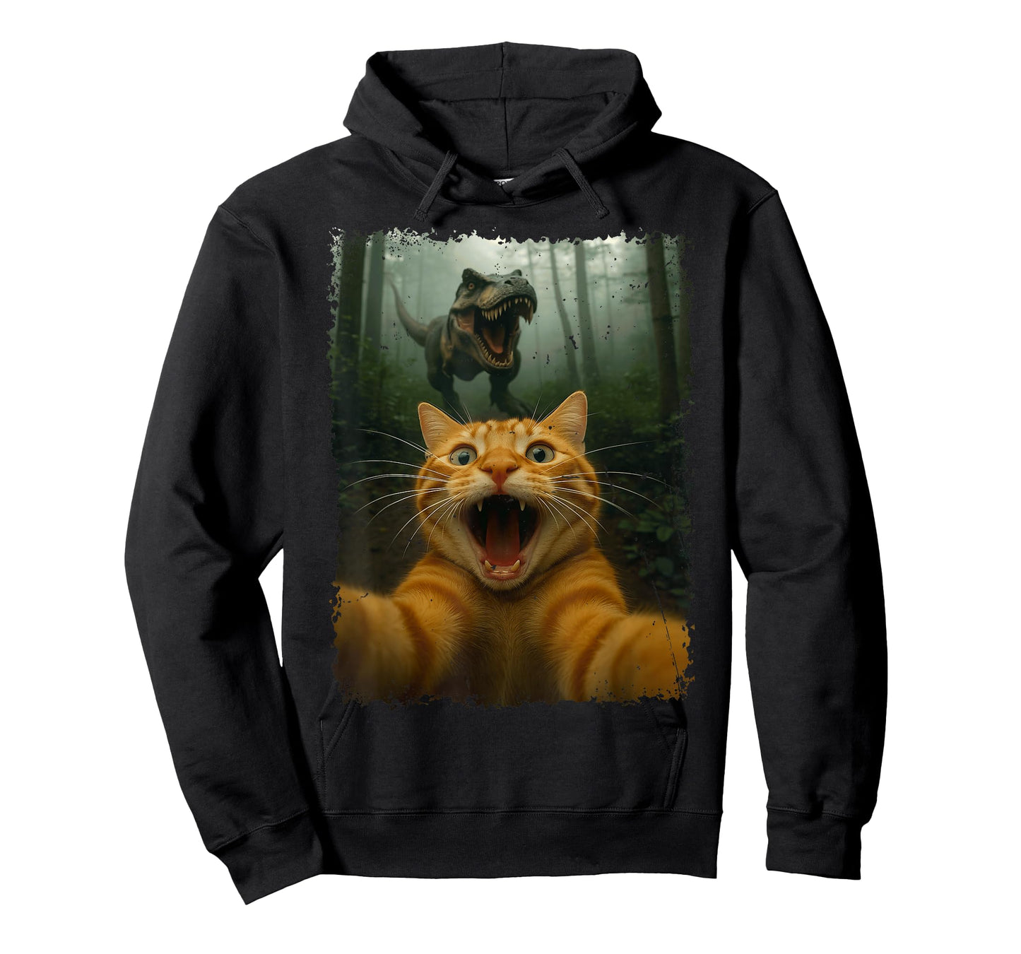 Funny Cat Selfie with T-Rex Dinosaur T-Shirt