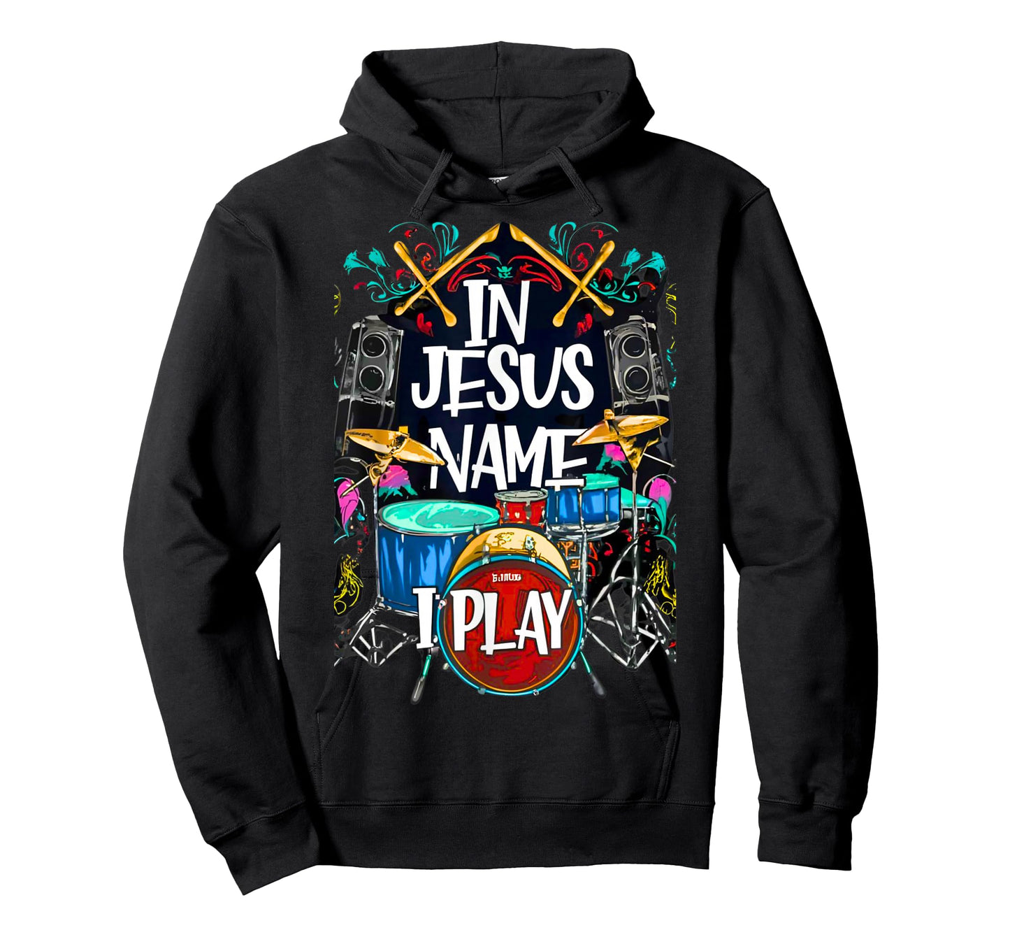 Jesus Name I Play Drums God Drumming Music Christian Drummer T-Shirt