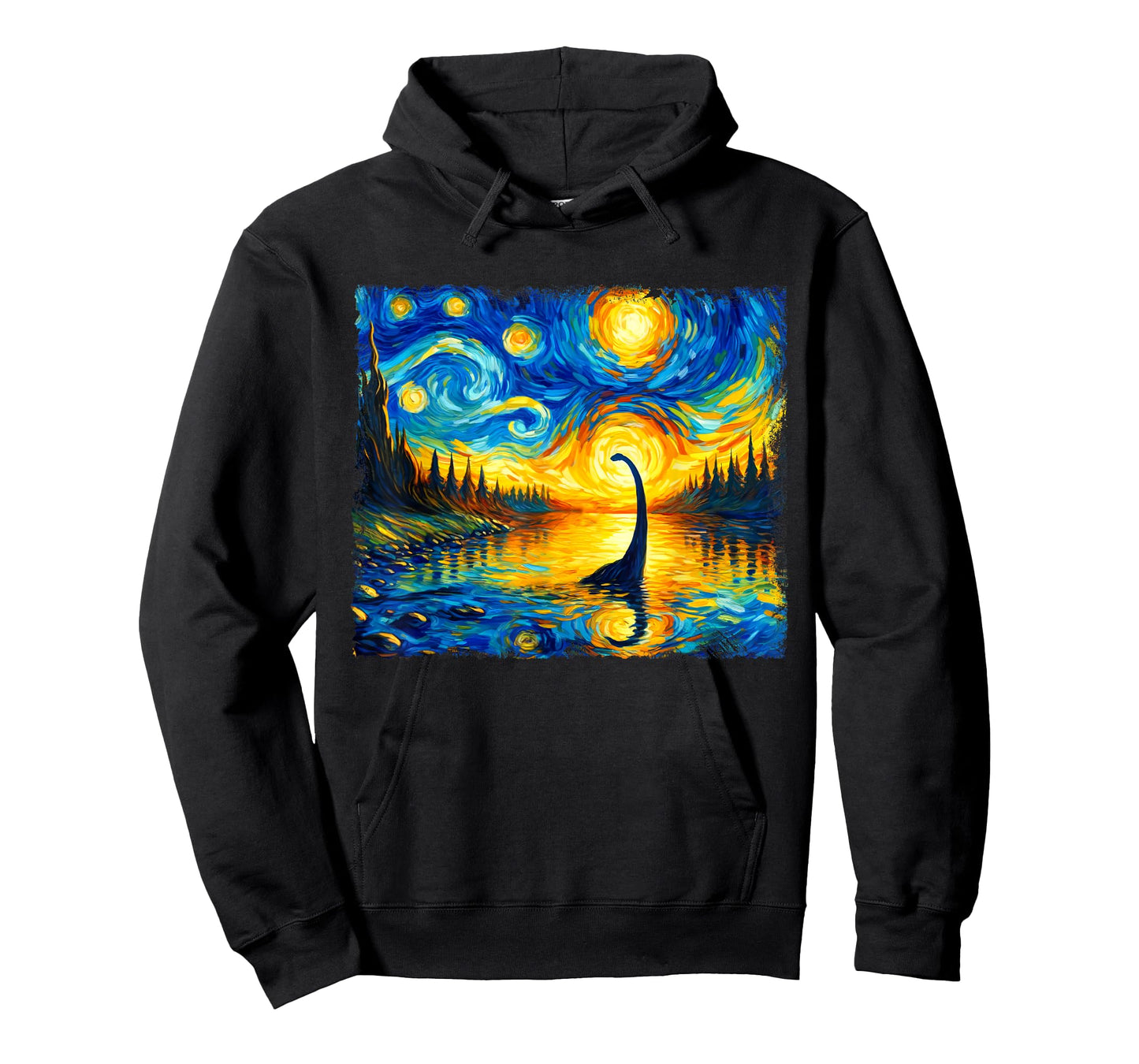 Vintage Arts Loch Ness Monster Outfits Starry Night Humor T-Shirt
