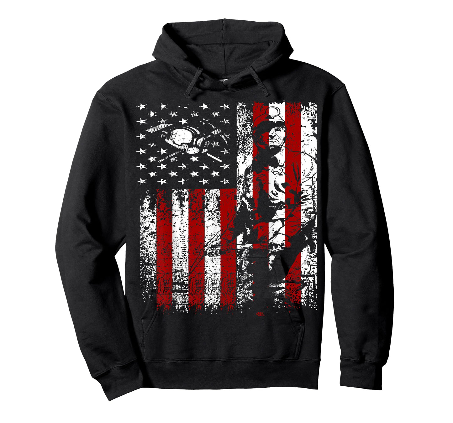 Retro Patriotic Miner's Flag Hard Hat Pick T Shirt T-Shirt