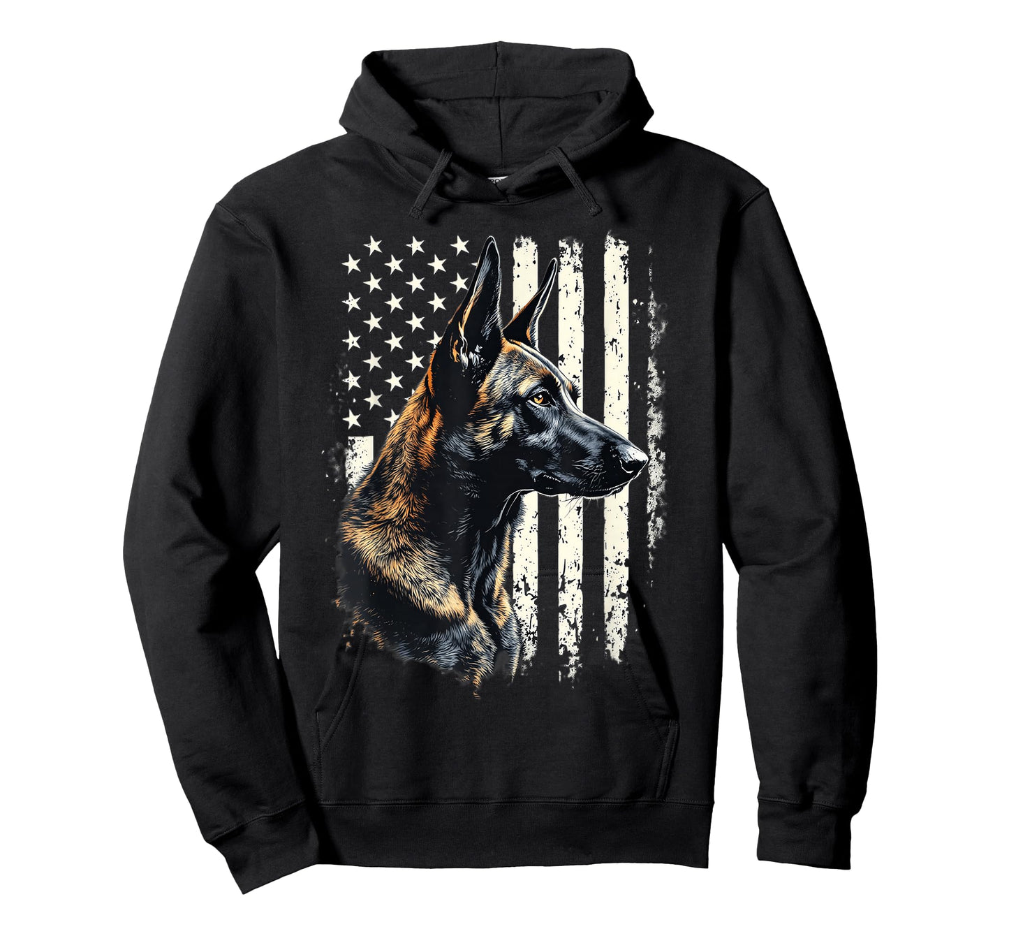 Malinois Dog Patriotic American Flag Belgian Malinois Lovers T-Shirt