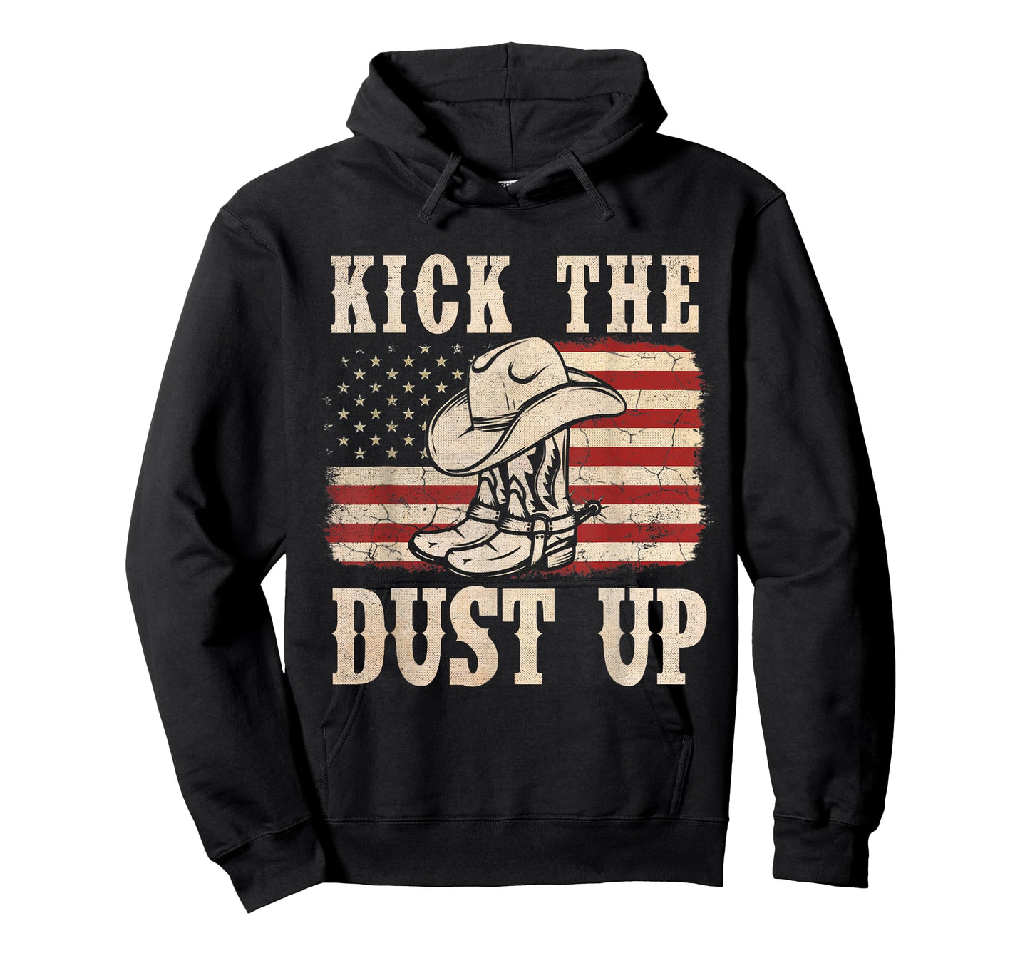 Kick The Dust Up Cowboy Boots Hat Western USA Flag T-Shirt