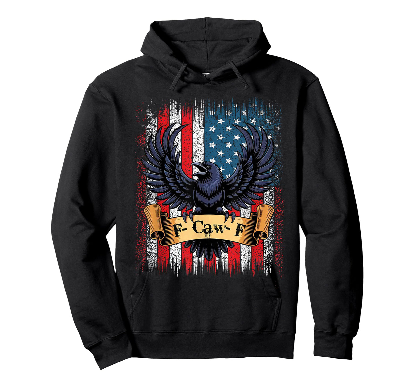 F-Caw-F Black Crow Black Bird Retro USA Flag Vintage F-Caw-F T-Shirt