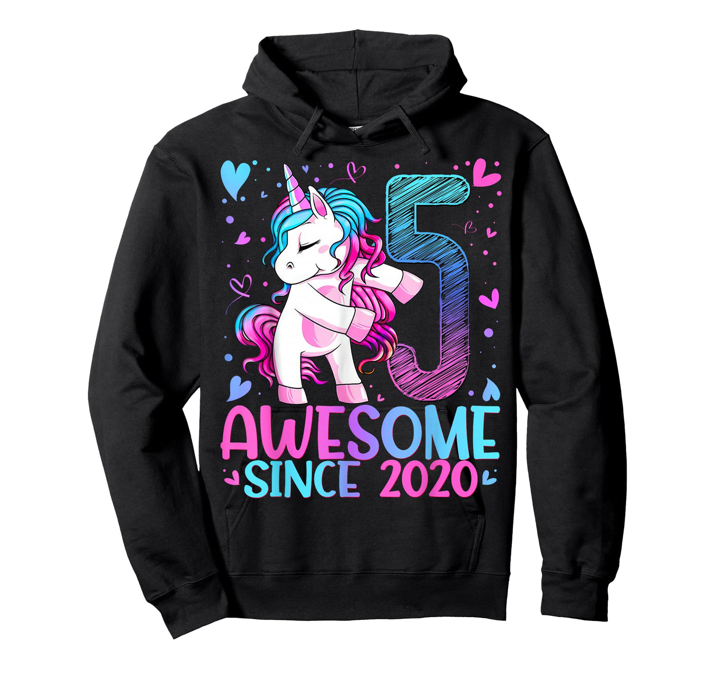 5th Birthday Unicorn Awesome Since 2020 Birthday Girl Party T-Shirt