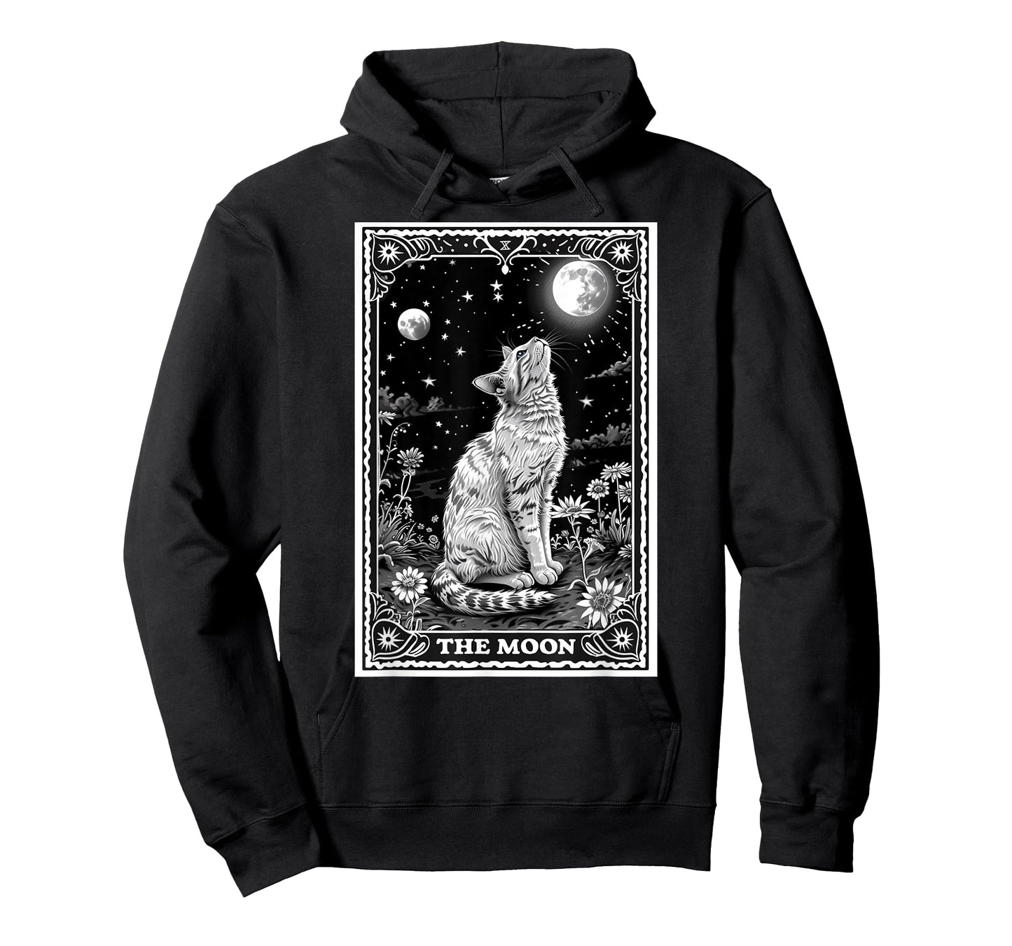 Cat Tarot Card Witchy Moon Hat Halloween Black Cats Zodiac Men Women Kids T-Shirt