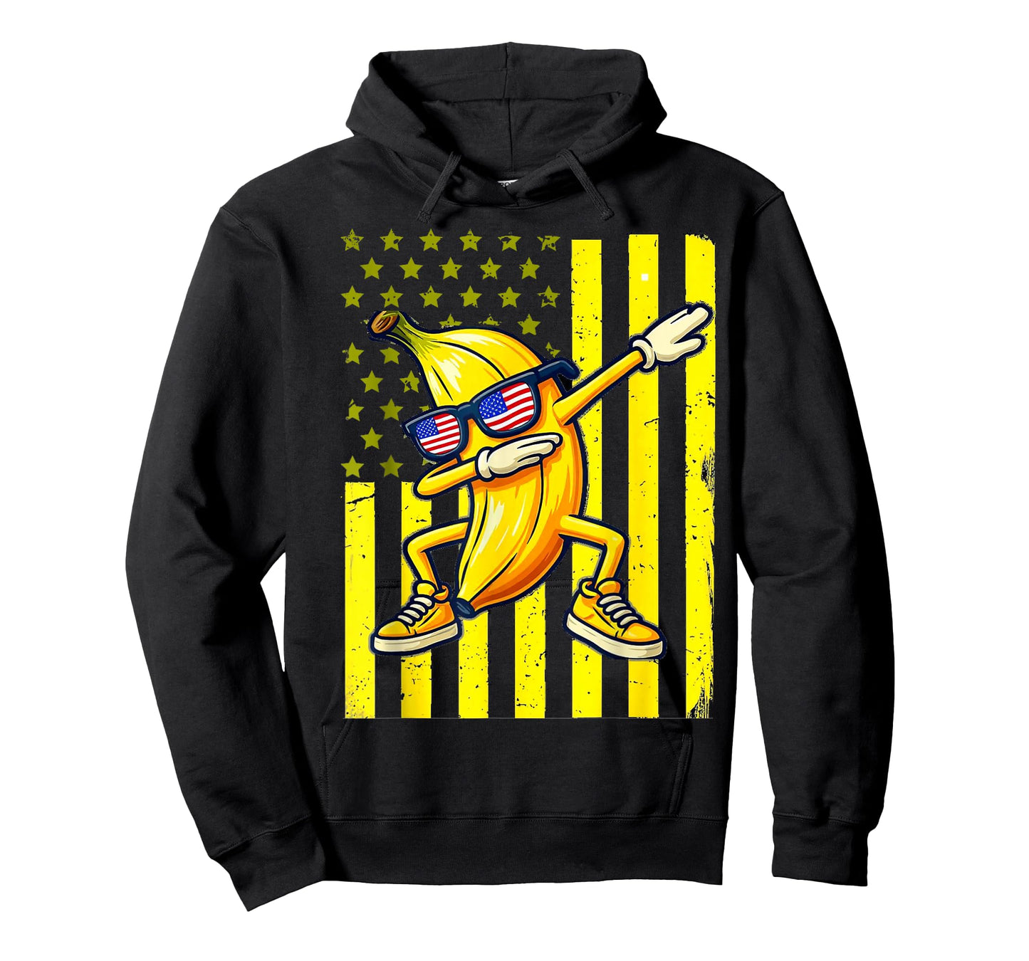Graphic Banana Retro American Flag USA Dabbing Banana Lover T-Shirt
