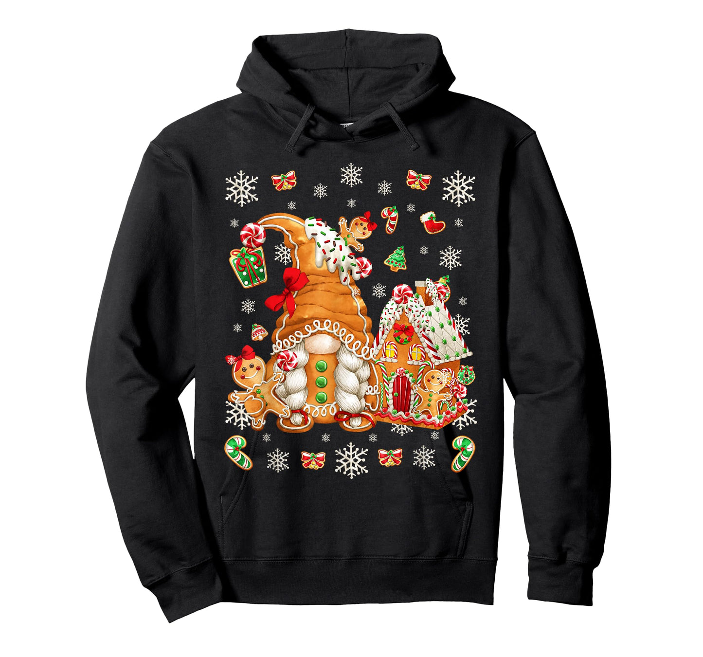 Cute Gingerbread House Decor for Women with Christmas Gnome T-Shirt