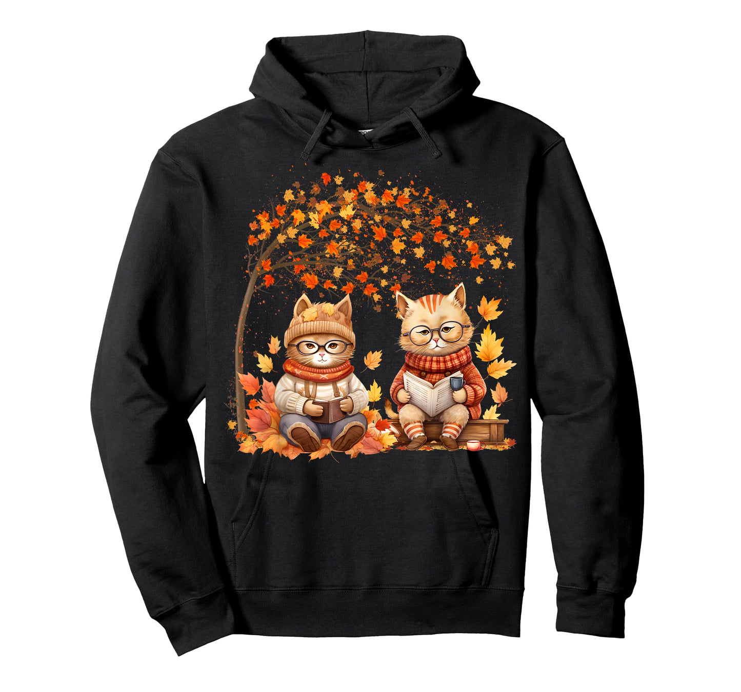 Cat Leaf Fall Hello Autumn Cat Kitten Lover Thanksgiving Men Women Kids T-Shirt