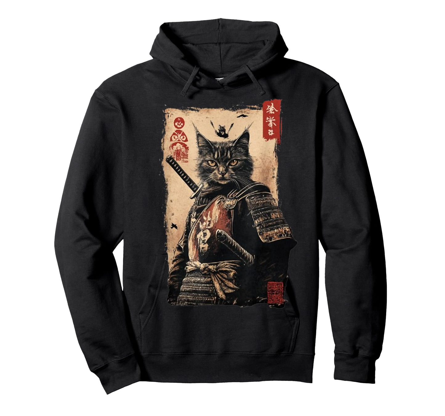 Vintage Japanese Art anime graphic samurai cat warrior T-Shirt for Men Women Kids