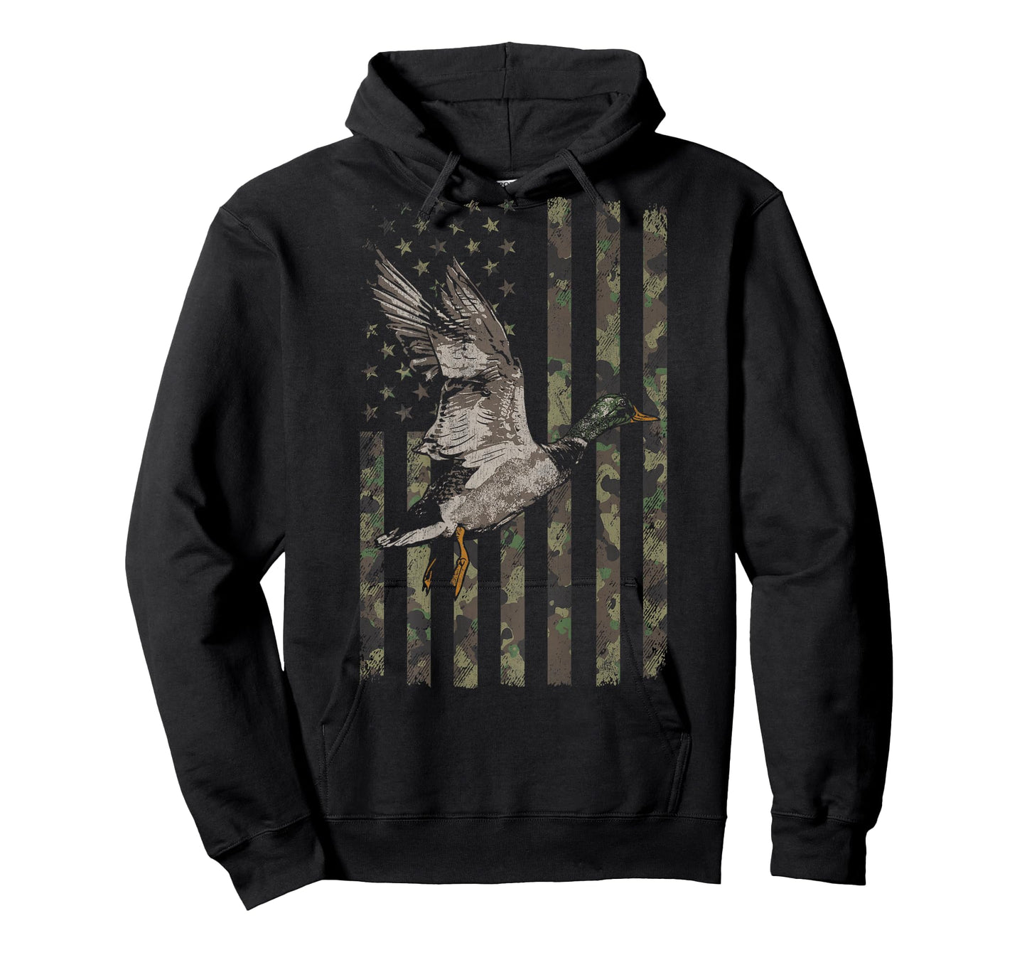 Hunting Duck Camo American Flag (Design on Back) T-Shirt