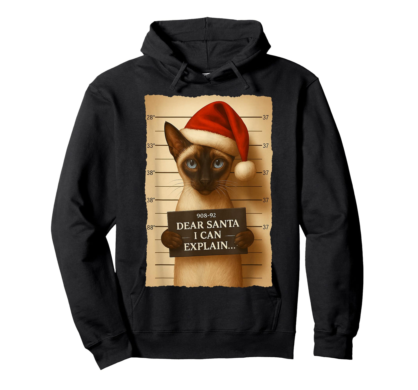 Funny Christmas Cat- Cute Siamese Santa Hat Tee T-Shirt