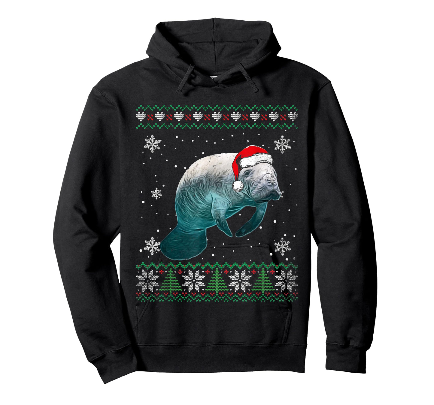 Santa Manatee Ugly Sweater Animals Christmas Pajama T-Shirt
