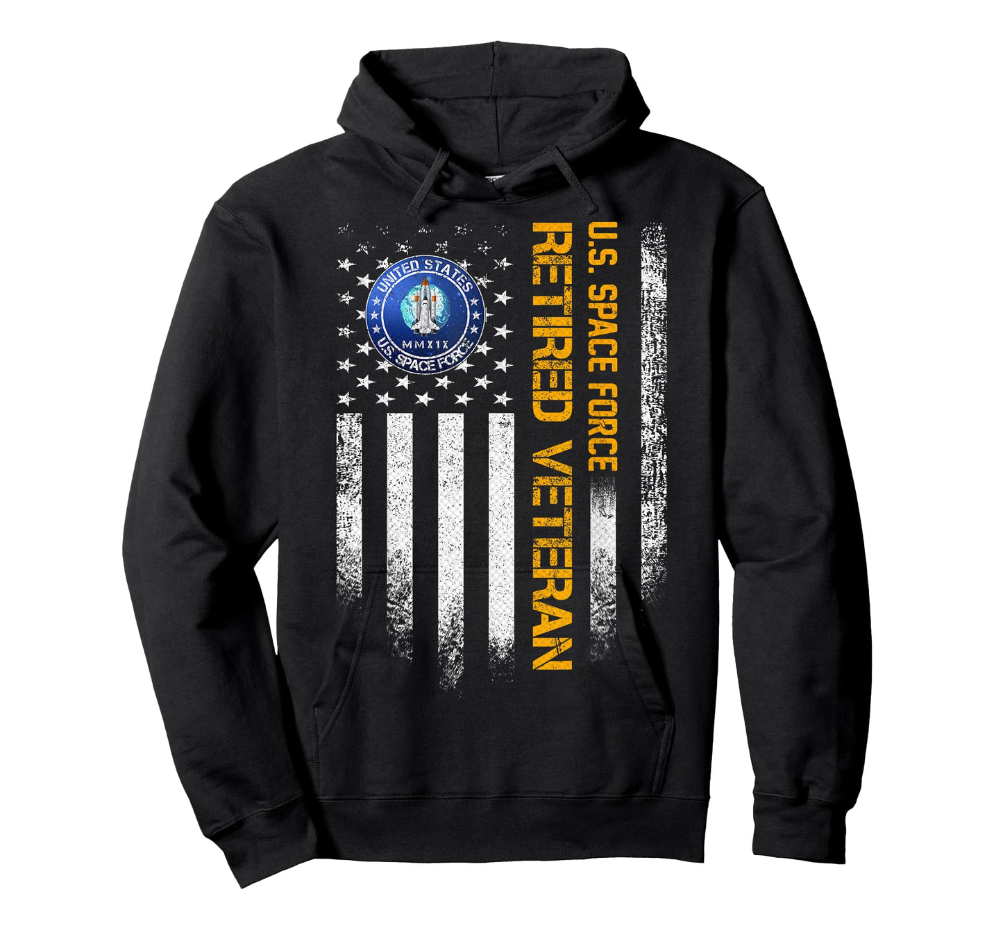 Vintage American Flag US Space Force Proud Retired Veteran T-Shirt