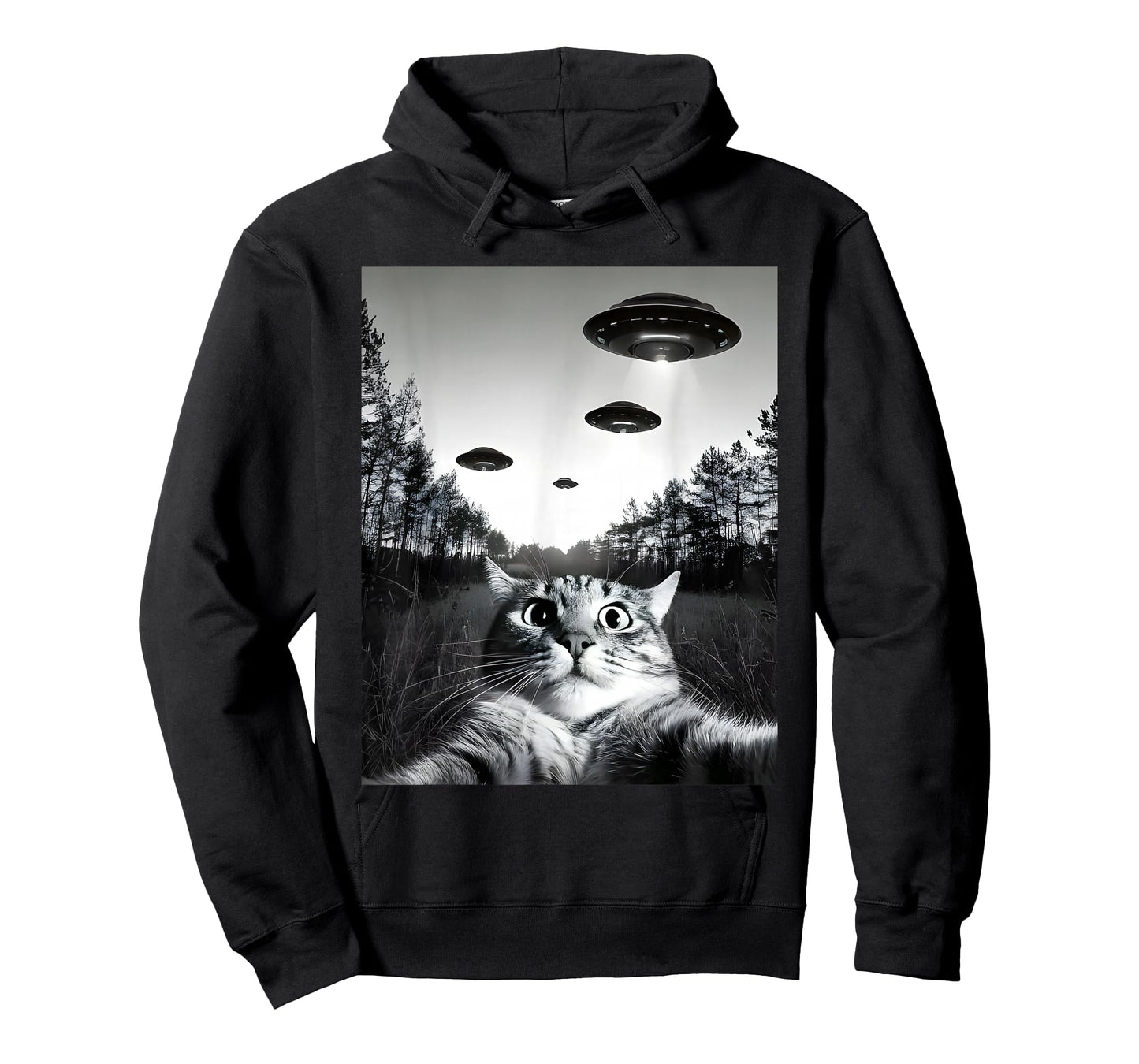 Funny Cat Selfie with UFOs T-Shirt
