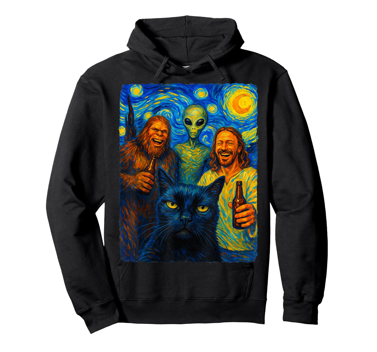 Cat Selfie Bigfoot Jesus Alien T-Shirt