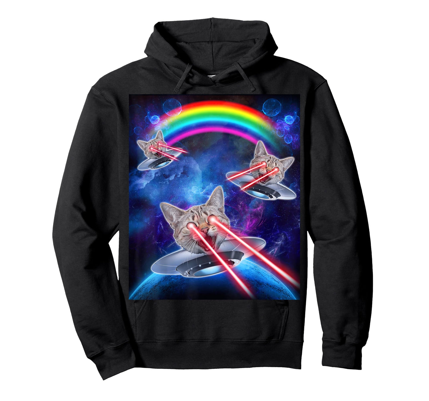 Kitten UFO Funny Laser Cat Eyes Cute Space Cats Lover T-Shirt